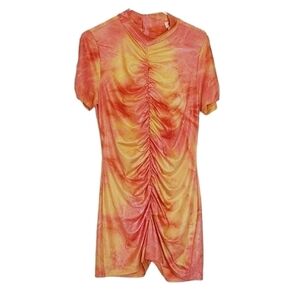 1140 * Blue Leopard Tie Dye Jumpsuit Snake Skin Texture Orange Size 1X Costume